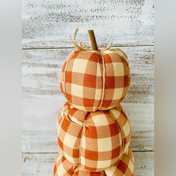 *Orange Buffalo Check Stuffed Pumpkin Stack - Picture 8 of 13